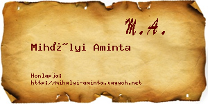 Mihályi Aminta névjegykártya